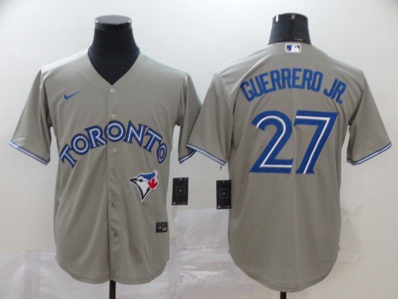 Men Toronto Blue Jays #27 Guerrero jr Grey Game MLB Jerseys->women mlb jersey->Women Jersey